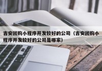 吉安团购小程序开发较好的公司（吉安团购小程序开发较好的公司是哪家）